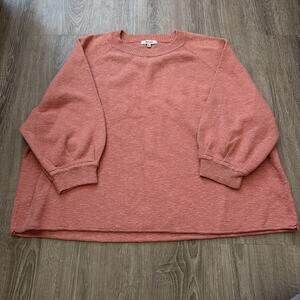 Madewell $89 Women's Telluride Pullover Sweater Sz XL Peach Clay 3/4 Sleeves Top